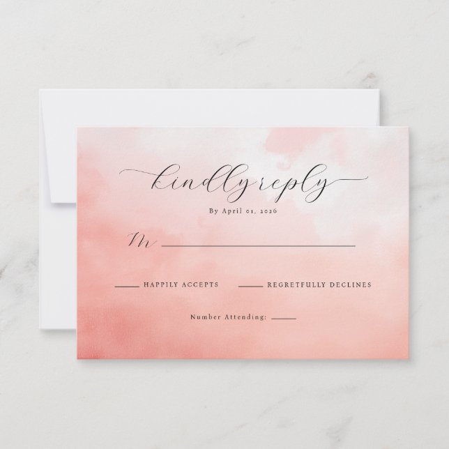 Warm Pink Watercolor Invitations (Front)
