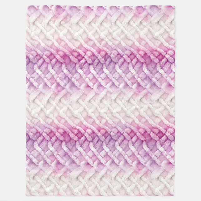 Warm Pink White Purple Fleece Blanket (Front)