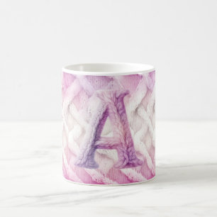 Warm Pink White Purple Letter A Coffee Mug