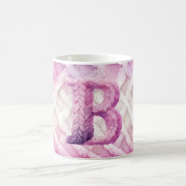Warm Pink White Purple Letter B Coffee Mug (Center)