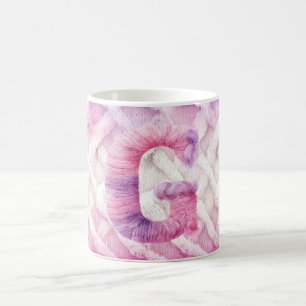 Warm Pink White Purple Letter G Coffee Mug
