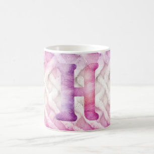 Warm Pink White Purple Letter H Coffee Mug