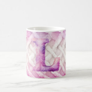 Warm Pink White Purple Letter L Coffee Mug