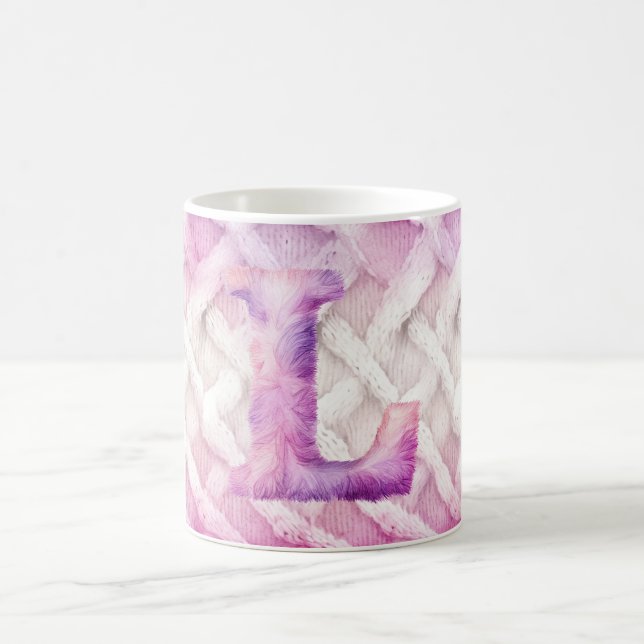 Warm Pink White Purple Letter L Coffee Mug (Center)
