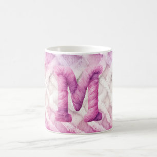 Warm Pink White Purple Letter M Coffee Mug