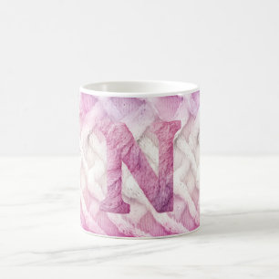 Warm Pink White Purple Letter N Coffee Mug