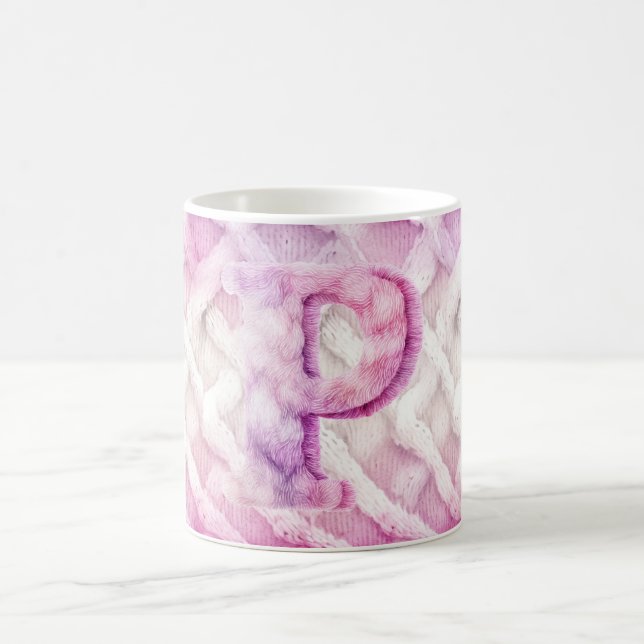 Warm Pink White Purple Letter P Coffee Mug (Center)