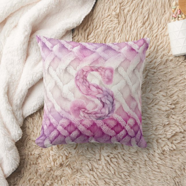 Warm Pink White Purple Letter S Cushion (Blanket)
