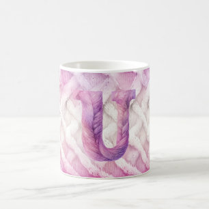 Warm Pink White Purple Letter U Coffee Mug