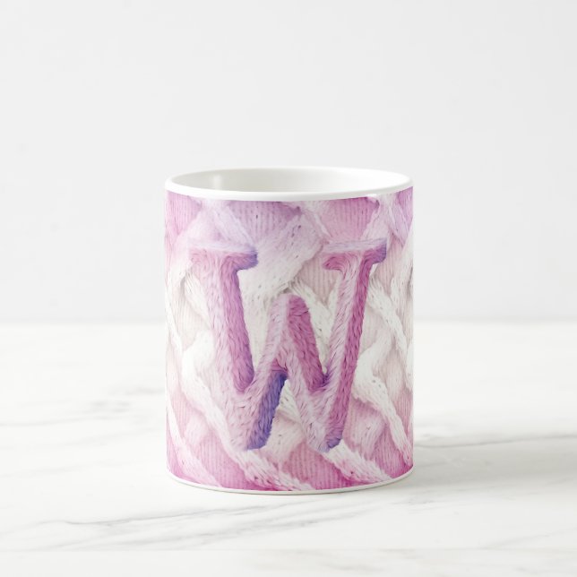 Warm Pink White Purple Letter W Coffee Mug (Center)