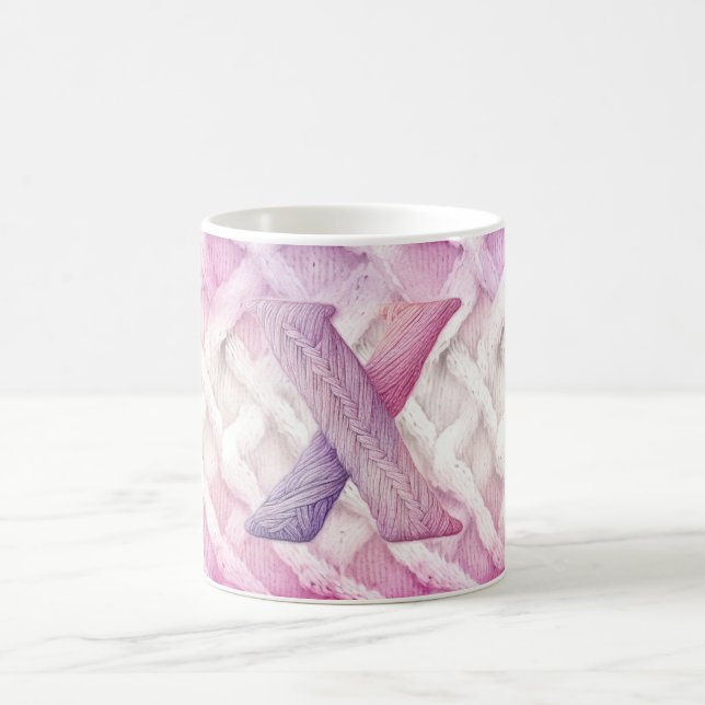 Warm Pink White Purple Letter X Coffee Mug (Center)