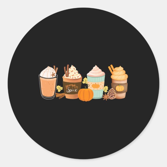 Warm Pumpkin Spice Latte Drinks Fall Coffee Lattes Classic Round Sticker (Front)