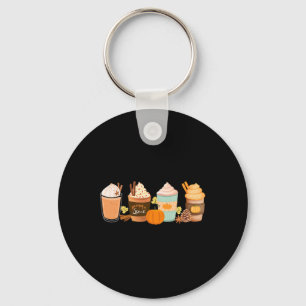 Warm Pumpkin Spice Latte Drinks Fall Coffee Lattes Key Ring