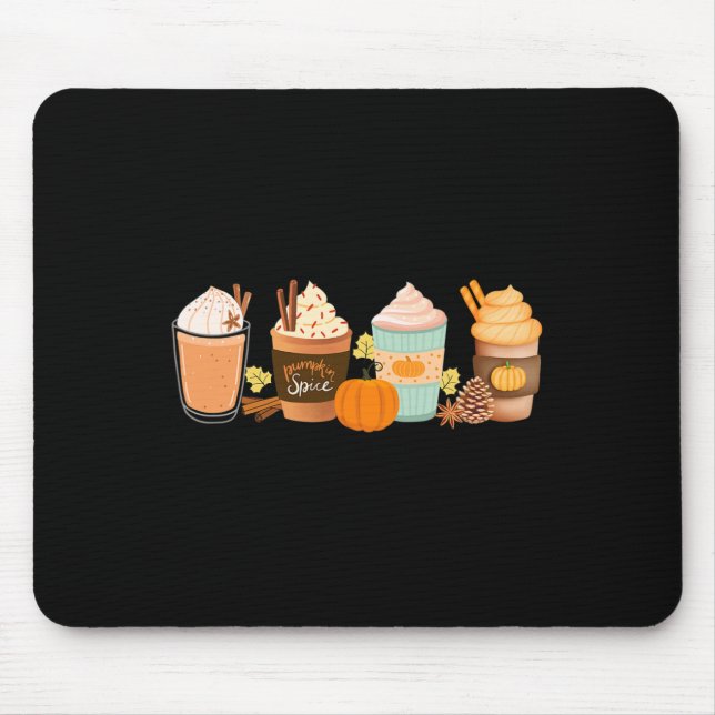 Warm Pumpkin Spice Latte Drinks Fall Coffee Lattes Mouse Mat (Front)