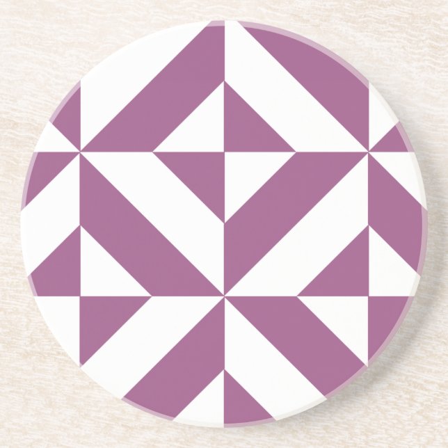 Warm Purple Geometric Deco Cube Coaster (Front)