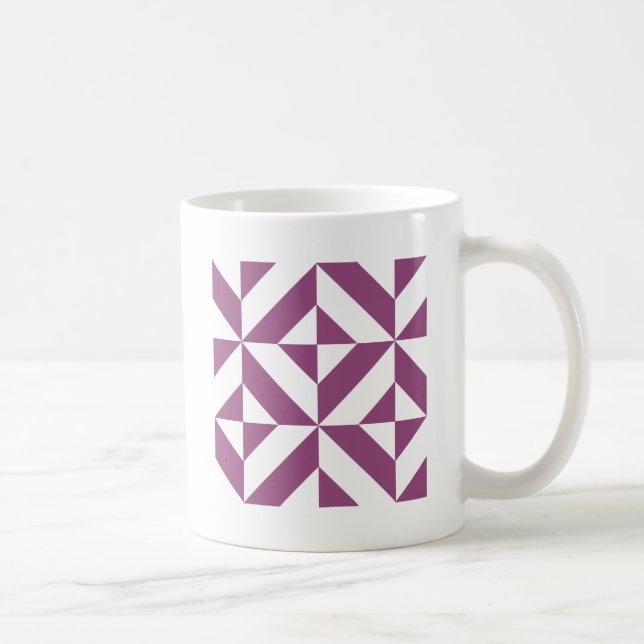 Warm Purple Geometric Deco Cube Coffee Mug (Right)