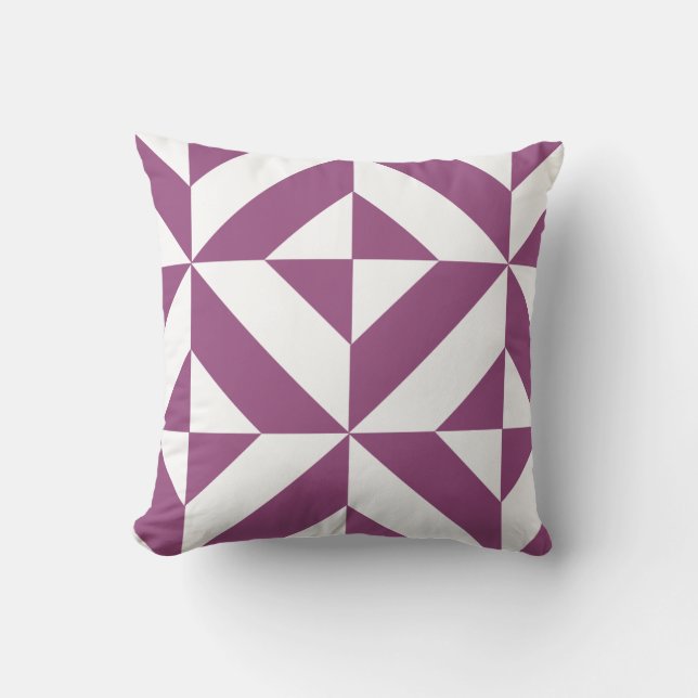 Warm Purple Geometric Deco Cube Cushion (Front)
