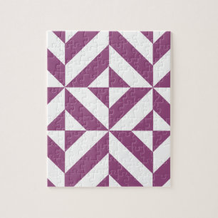 Warm Purple Geometric Deco Cube Jigsaw Puzzle