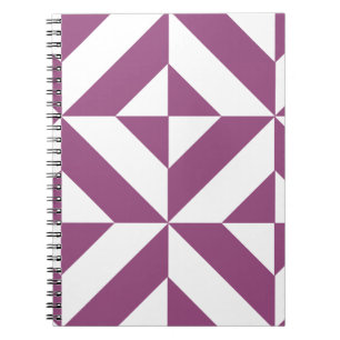Warm Purple Geometric Deco Cube Notebook