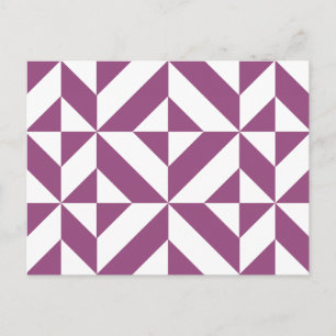 Warm Purple Geometric Deco Cube Postcard