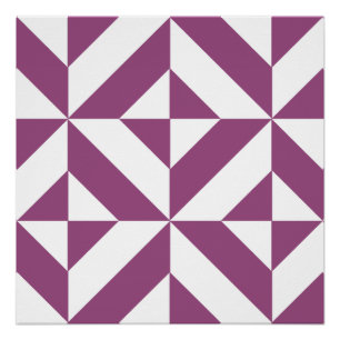 Warm Purple Geometric Deco Cube Poster