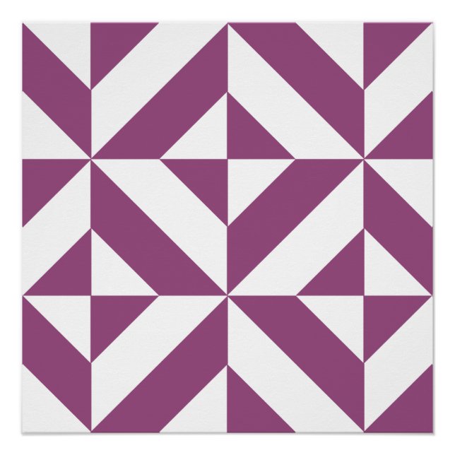 Warm Purple Geometric Deco Cube Poster (Front)