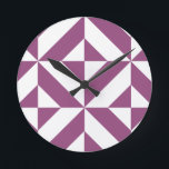 Warm Purple Geometric Deco Cube Round Clock<br><div class="desc">This abstract,  geometric cubed pattern will add vibrance and classic flair to any home or office decor. Always ready for you to personalise with your name and/or your loved one's name,  as well.</div>