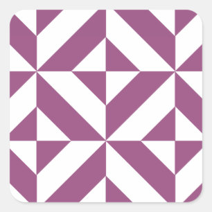 Warm Purple Geometric Deco Cube Square Sticker