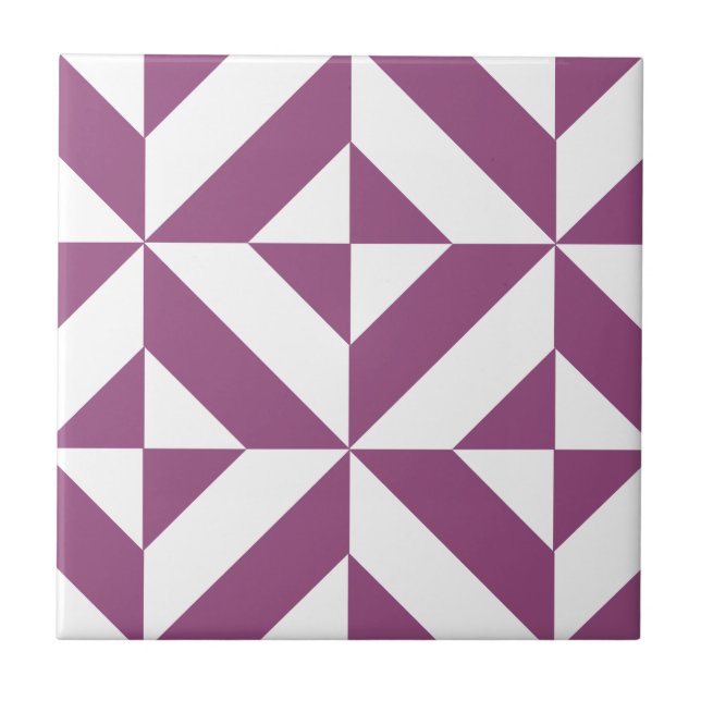 Warm Purple Geometric Deco Cube Tile (Front)