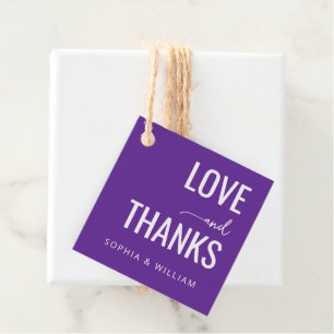 Warm Purple Typographic Wedding Favour Tag