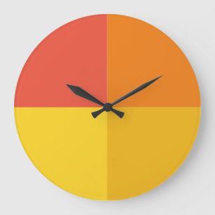 Warm rainbow geometric colour-block wall clock