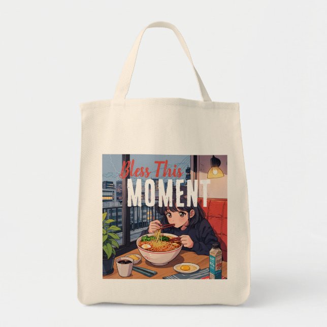 Warm Ramen Tote - Retro Japanese Food Art Gift (Front)