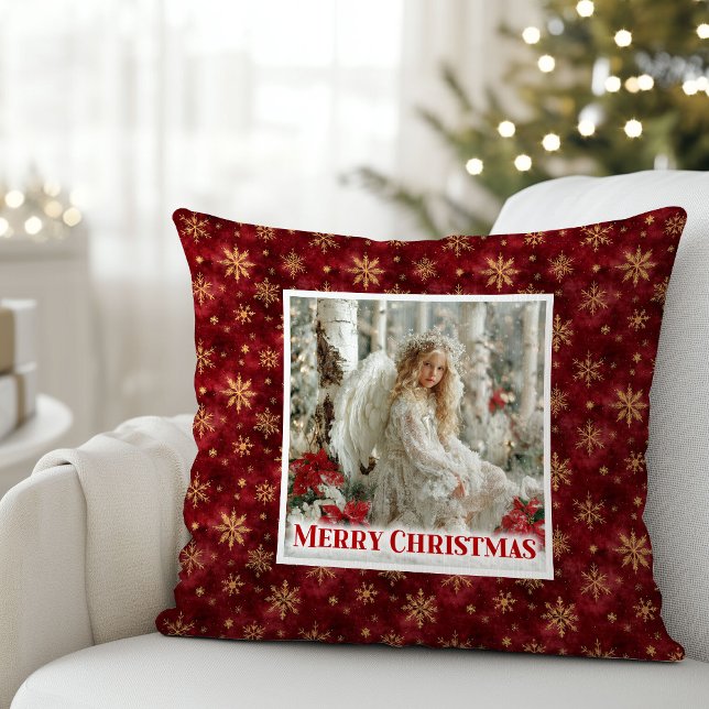 Warm Red and Gold Angel Victorian Christmas Pillow (Warm Red and Gold Angel Victorian Christmas Pillow)