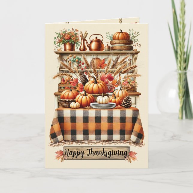 Warm Red and Orange Farmhouse Thanksgiving Card (Front)