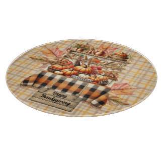 Warm Red and Orange Farmhouse Thanksgiving Cutting Board