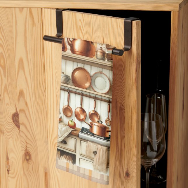 Warm Red and Orange Farmhouse Thanksgiving Tea Towel (Thirds Fold)