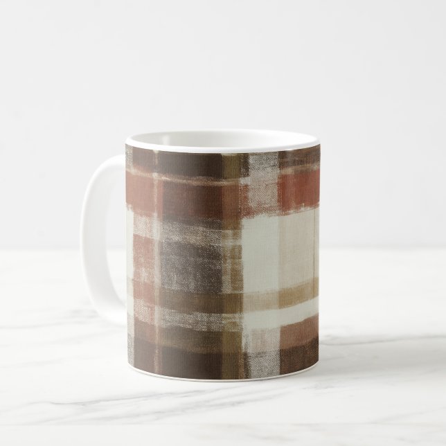 Warm Red Brown Cream Abstract Rectangles Coffee Mug (Front Left)
