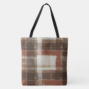 Warm Red Brown Cream Abstract Rectangles Tote Bag