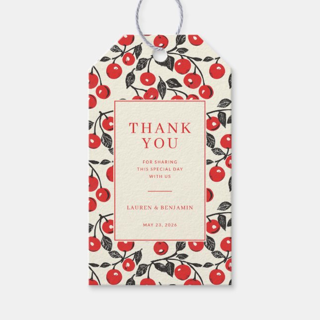 Warm Red Cherry Motive Gift Tags (Front)