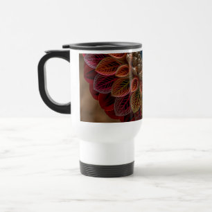 Warm Red & Gold Leaf Pattern Art Travel Mug