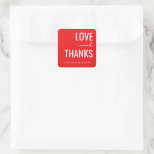 Warm Red Love Thanks Square Sticker
