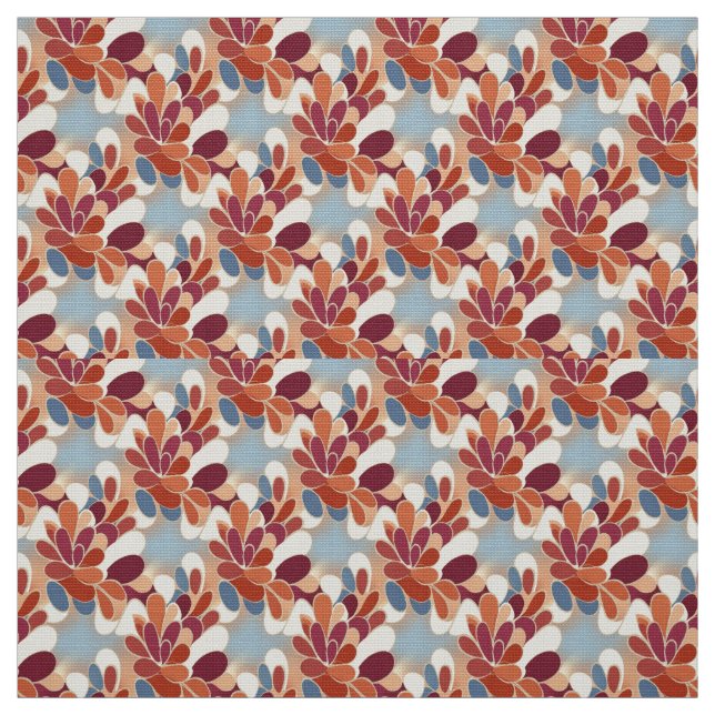 Warm Retro Petal Bloom Pattern Fabric (Swatch)
