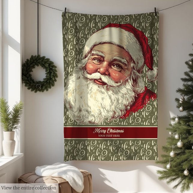 Warm Retro Santa Fleece Blanket for Christmas Fun (Warm Retro Santa Fleece Blanket for Christmas Fun)