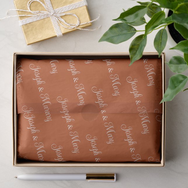 Warm Rust & Cream Script Rustic Fall Boho Wedding Tissue Paper (Gift)