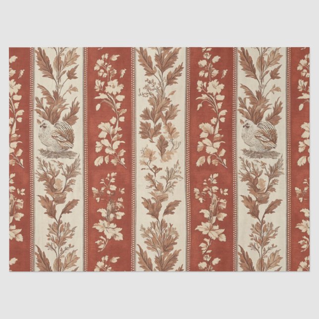 Warm Rust Hen Toile French Country Pattern Tissue Paper (Front)
