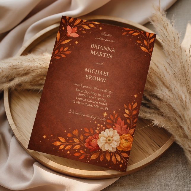 Warm Rustic Floral Autumn Elegant Invitation (Creator Uploaded)
