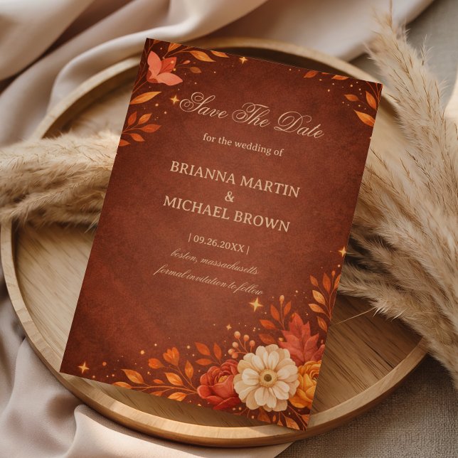 Warm Rustic Floral Autumn Save The Date (Creator Uploaded)