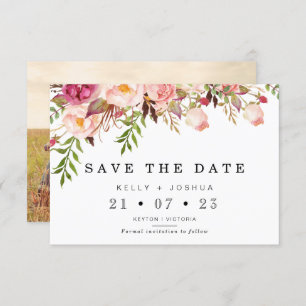 Warm Rustic Floral Wedding Save The Date Card
