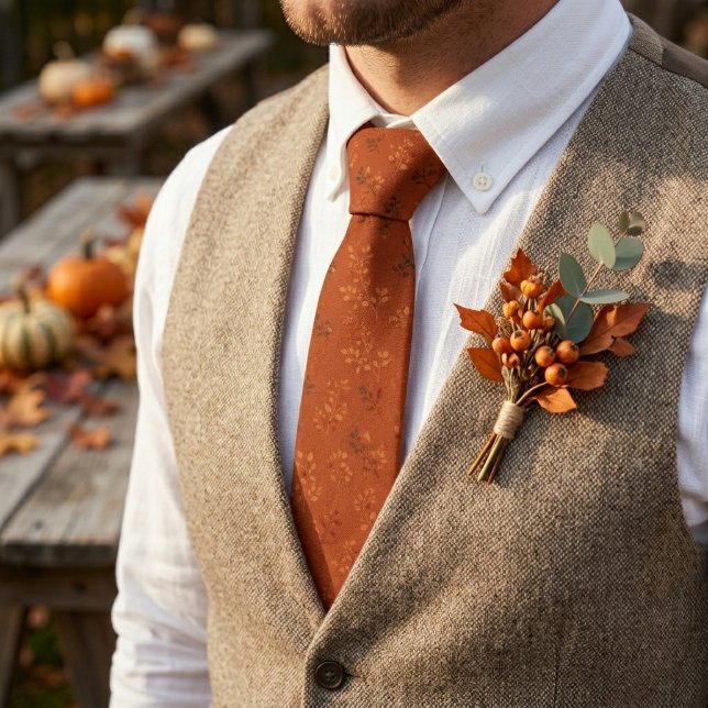Warm Rustic Orange Leaf Pattern Tie (Creator Uploaded)