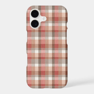 Warm Rustic Plaid Fabric Texture in Coral